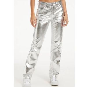 Good American Silver Straight Leg Pants